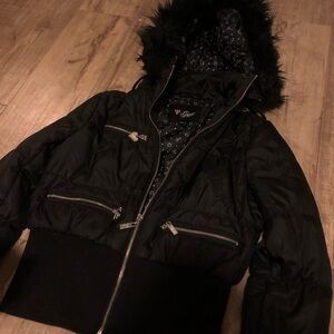 Black Guess Y2K style puffer jacket